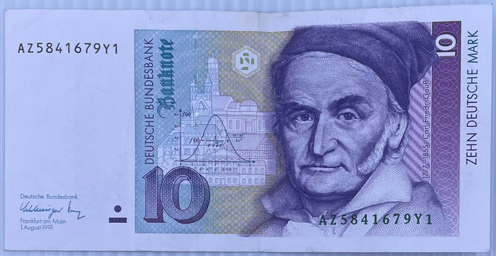 1991 Germany 10 Mark P-38 Circulated World Banknote