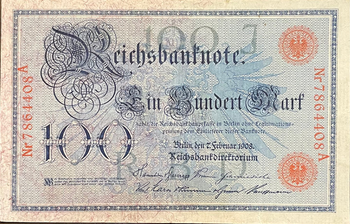 GERMANY 1908 100 MARK P-34, Used From Lot World Banknote