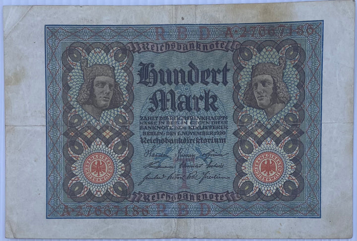 Germany 1920 100 Mark P69 Used World Banknote Currency From Lot