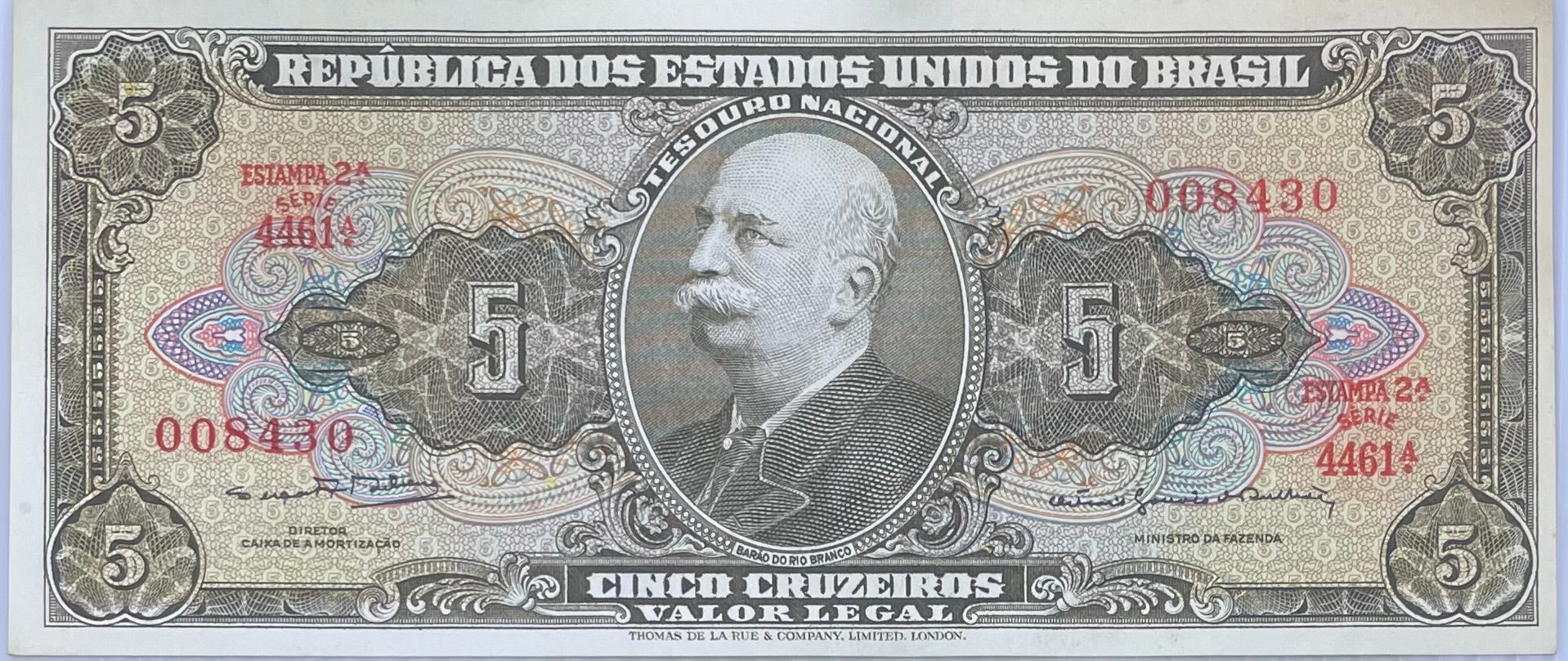 Brazil ND (1964) 5 Cruzeiros P-17 AU Banknote From Lot