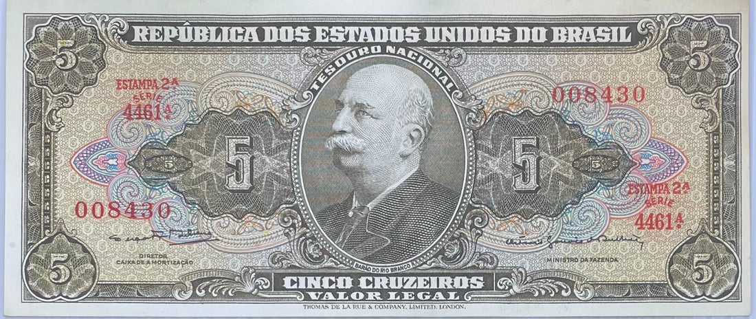 Brazil ND (1964) 5 Cruzeiros P-17 AU Banknote From Lot