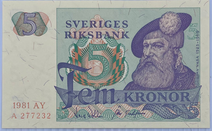 1981 Sweden 5 Kroner P-51D UNC World Banknote