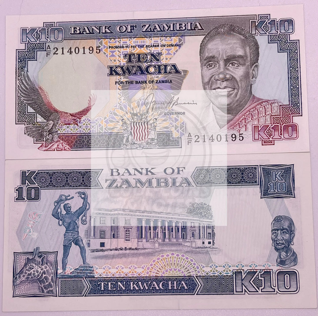 (2) Zambia 1991 10 Kwacha P31b UNC Banknote, Lot of 2 - Cool Coins & Notes