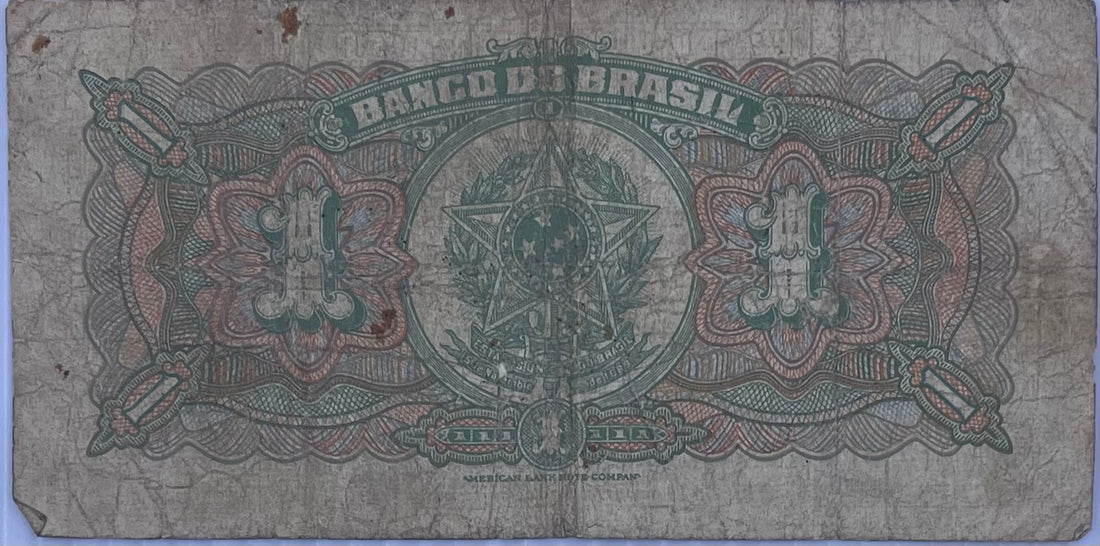 Brazil 1944 1 Mil Reis/1 Cruzeiro P-131 Used World Banknote Currency