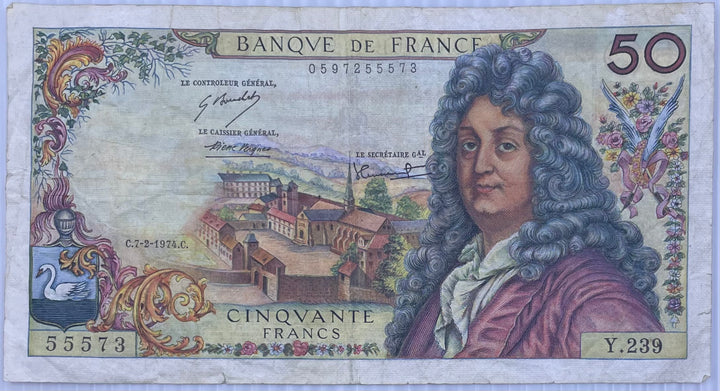 1974 France 50 Francs P-148 Circulated World Banknote
