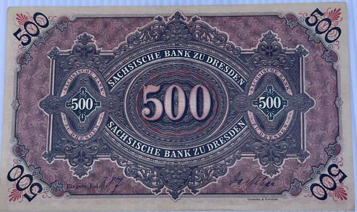 Germany States 1911 500 Mark P-S953B Used Banknote