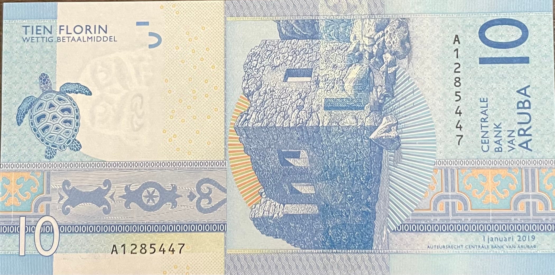 Aruba 2019 P.21a 10 Florin UNC Turtle World Banknote Currency