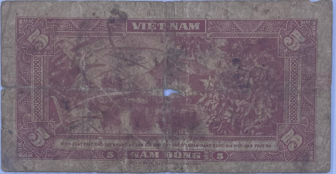 South Vietnam 5 Dong 1955 P#13 Used World Banknote Currency Pape