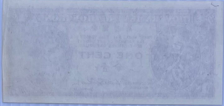 Hong Kong 1 Cent 1945 P321, AU King George World Banknote