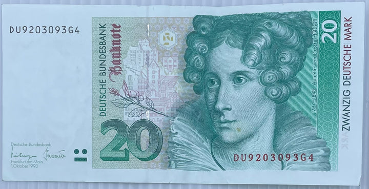 1991 Germany 20 Mark P-39 Circulated World Banknote