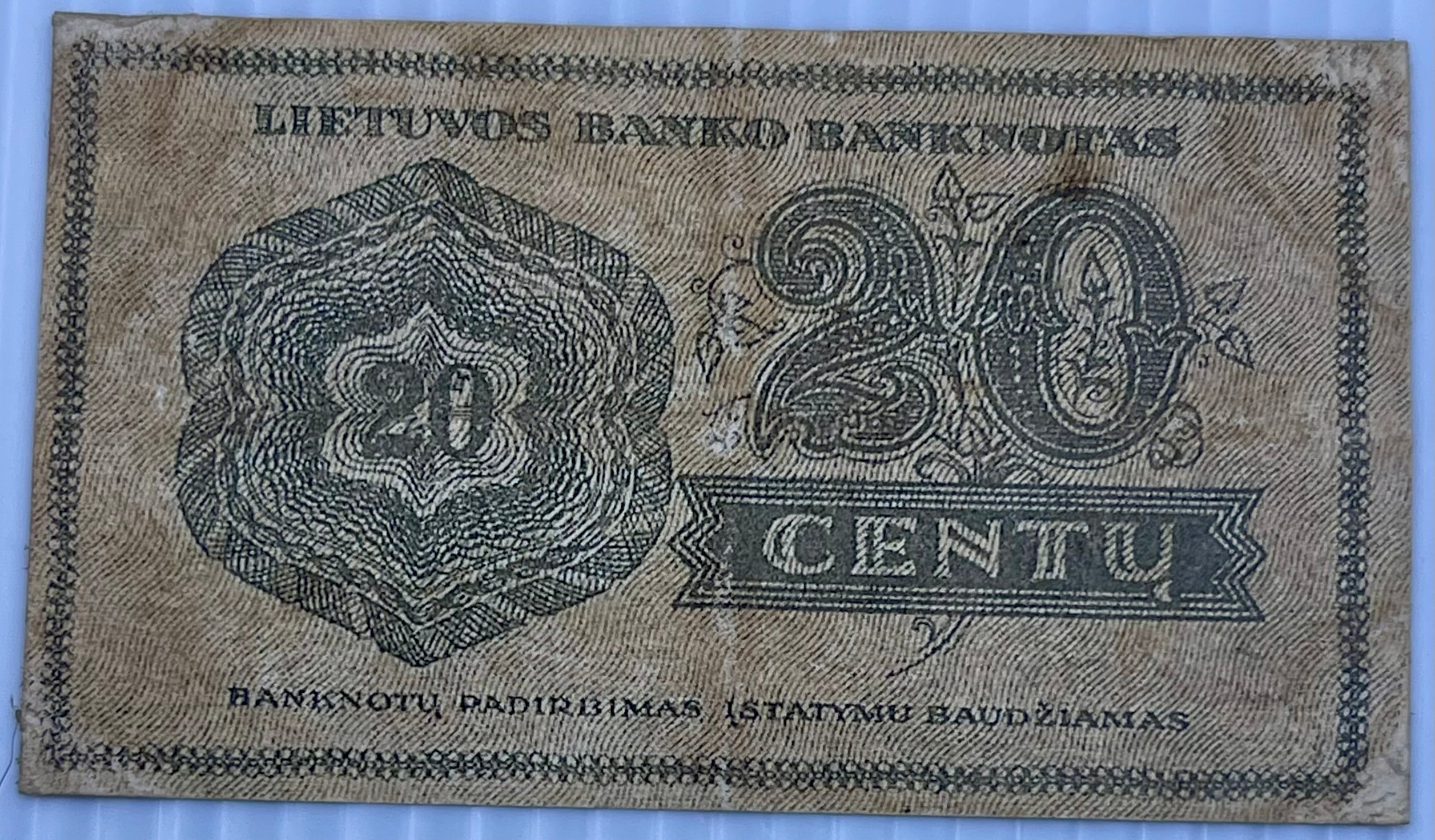 Lithuania 1922 20 Cents P-11 Used Banknote