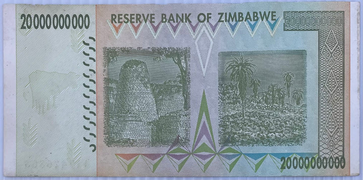 2008Zimbabwe 20 Billion Dollars Banknote, 2008, P-86, Used