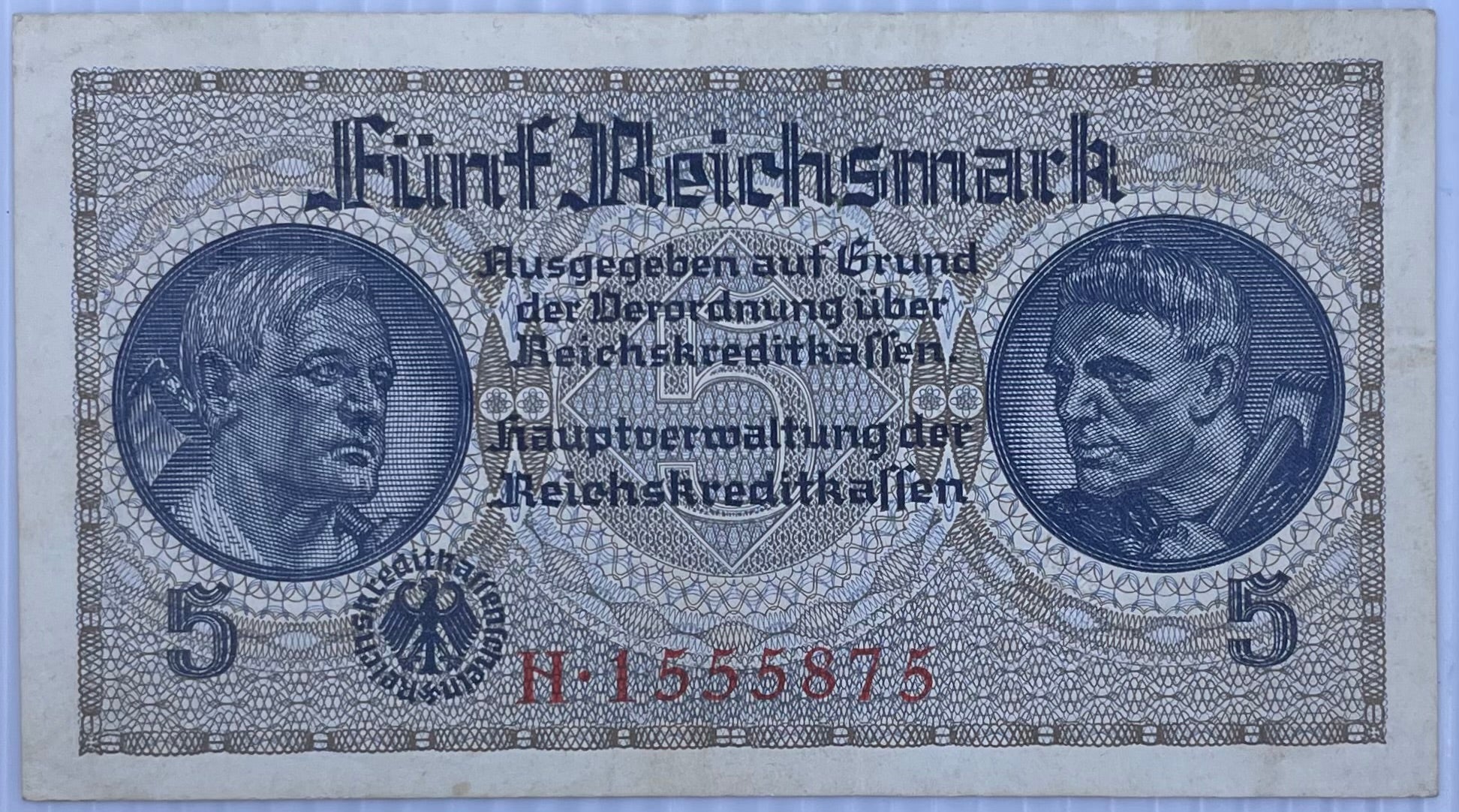 Germany 1940 5 Reichsmark P=R138a WW2 Occupation of Czechoslovakia WW2 From Lot