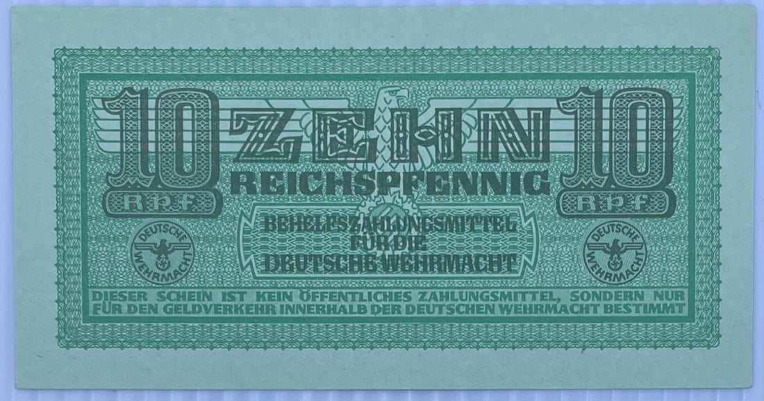 Germany Wehrmacht Auxiliary Certificate 10 Reichspfennig Greece 1942 WWII rare currency