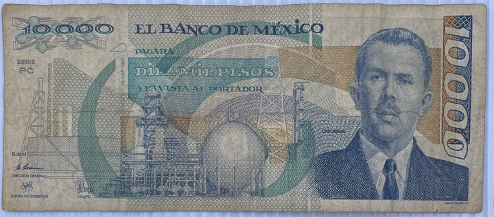 1987 Mexico 10,000 Pesos P-90 Series PC Used World Banknote