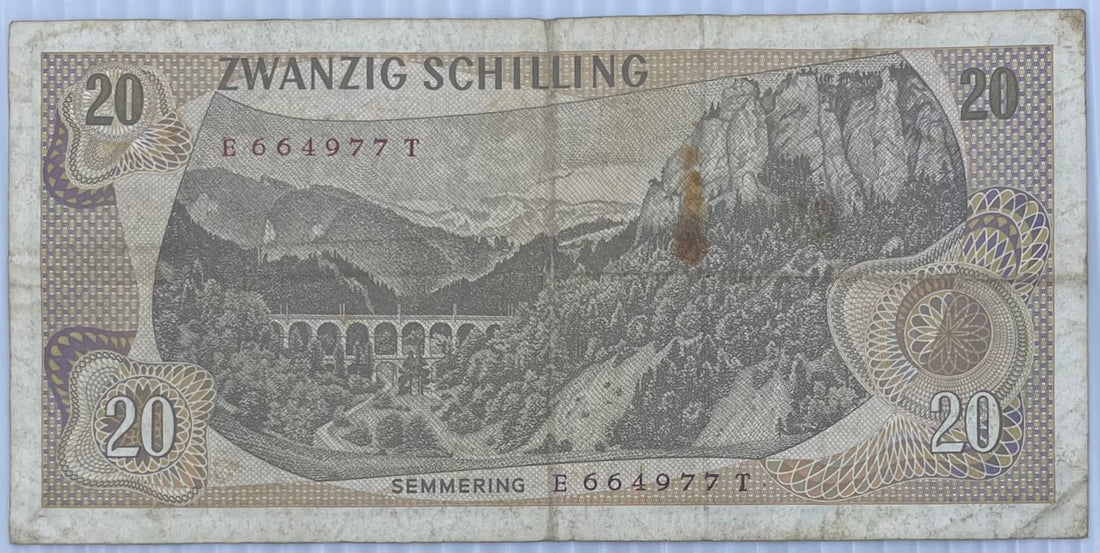 Austria 20 Shilling 1967-68 P142 Used World Banknote From Lot