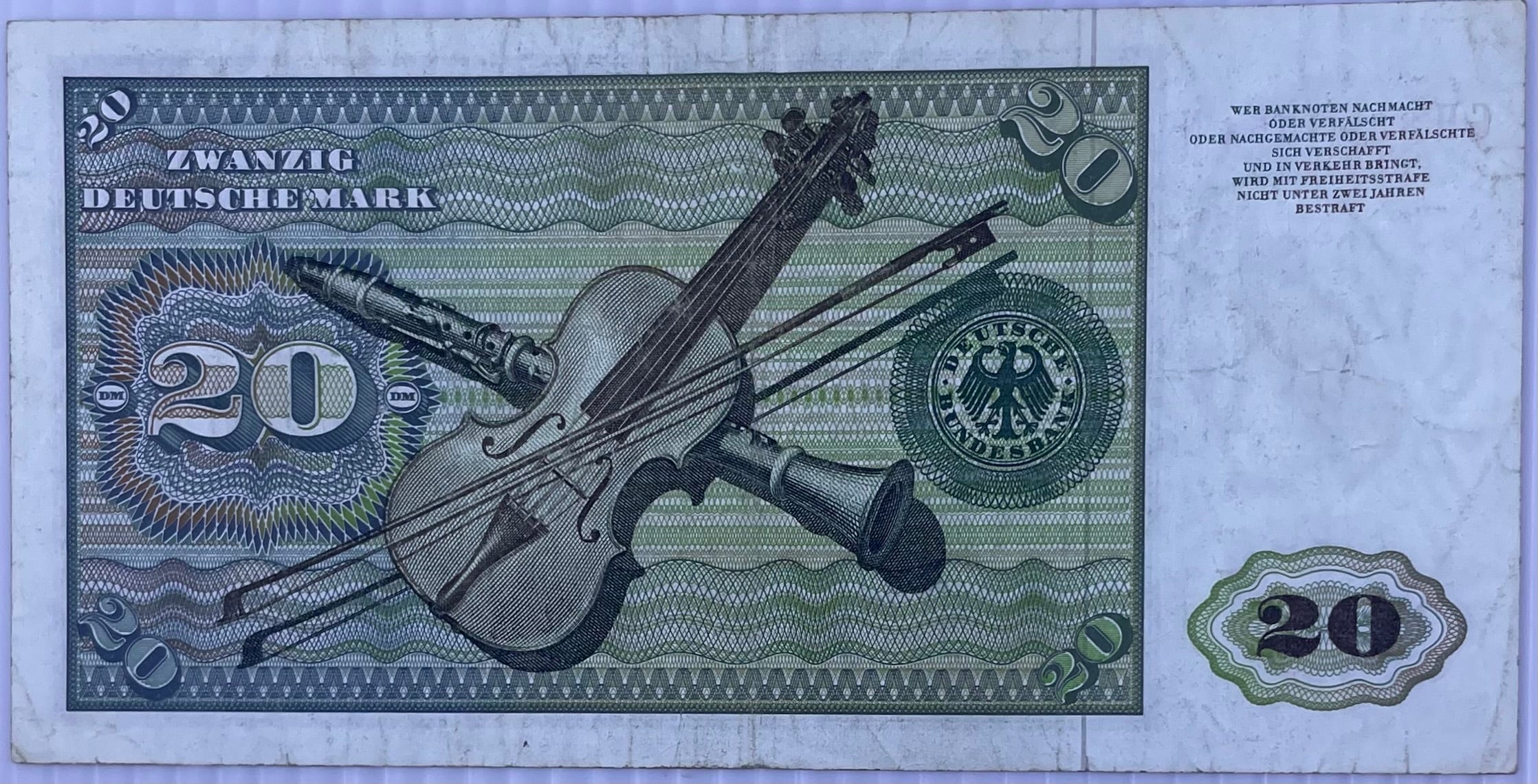 1980 Germany 20 Mark P-33 Used World Banknote