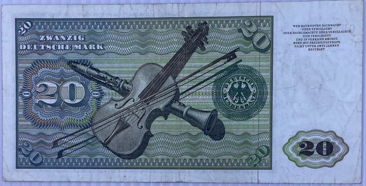 1980 Germany 20 Mark P-33 Used World Banknote