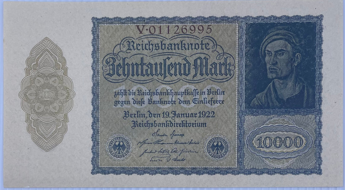 1922 Germany 10,000 Mark “Vampire Note” P-71 UNC Banknote