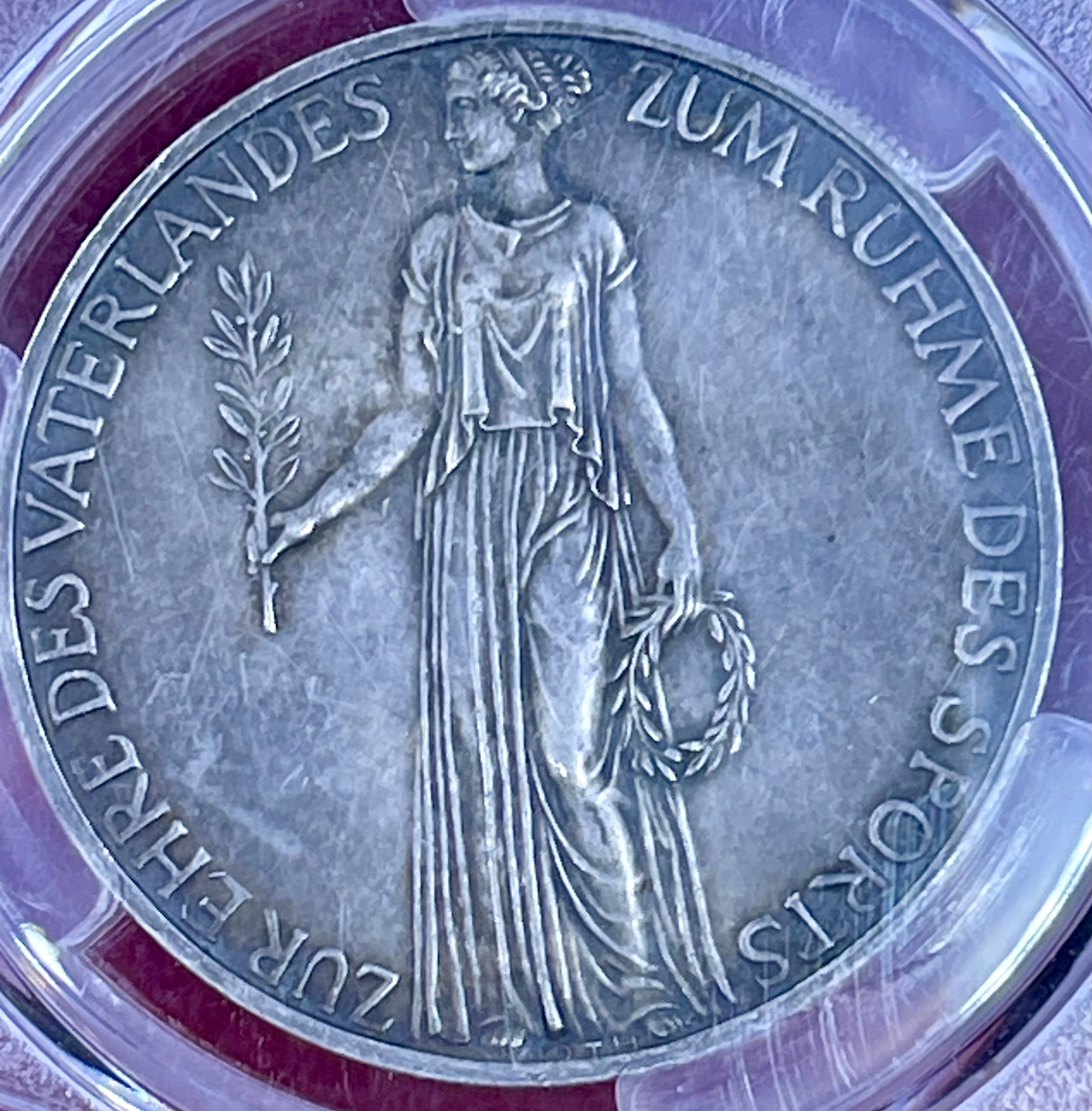 Germany 1936 Olympiad Medal PCGS SP62 Silver Coin