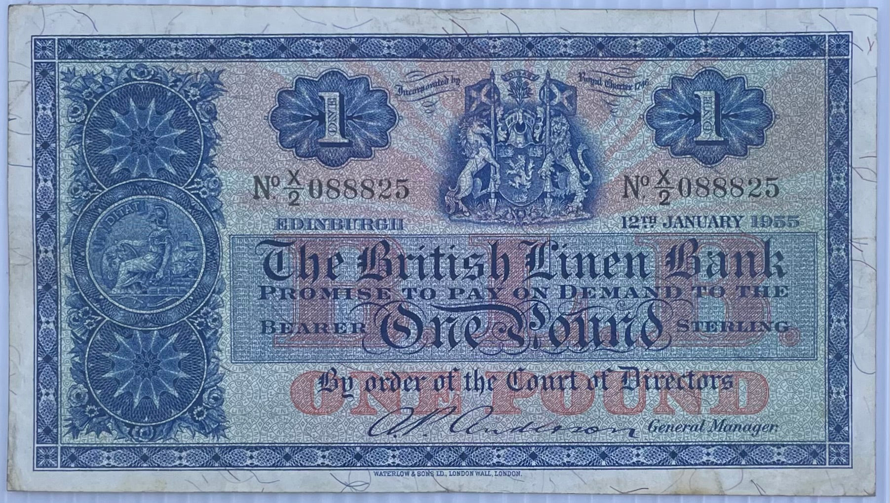 1955 Scotland 1 Pound P-157D Used World Banknote