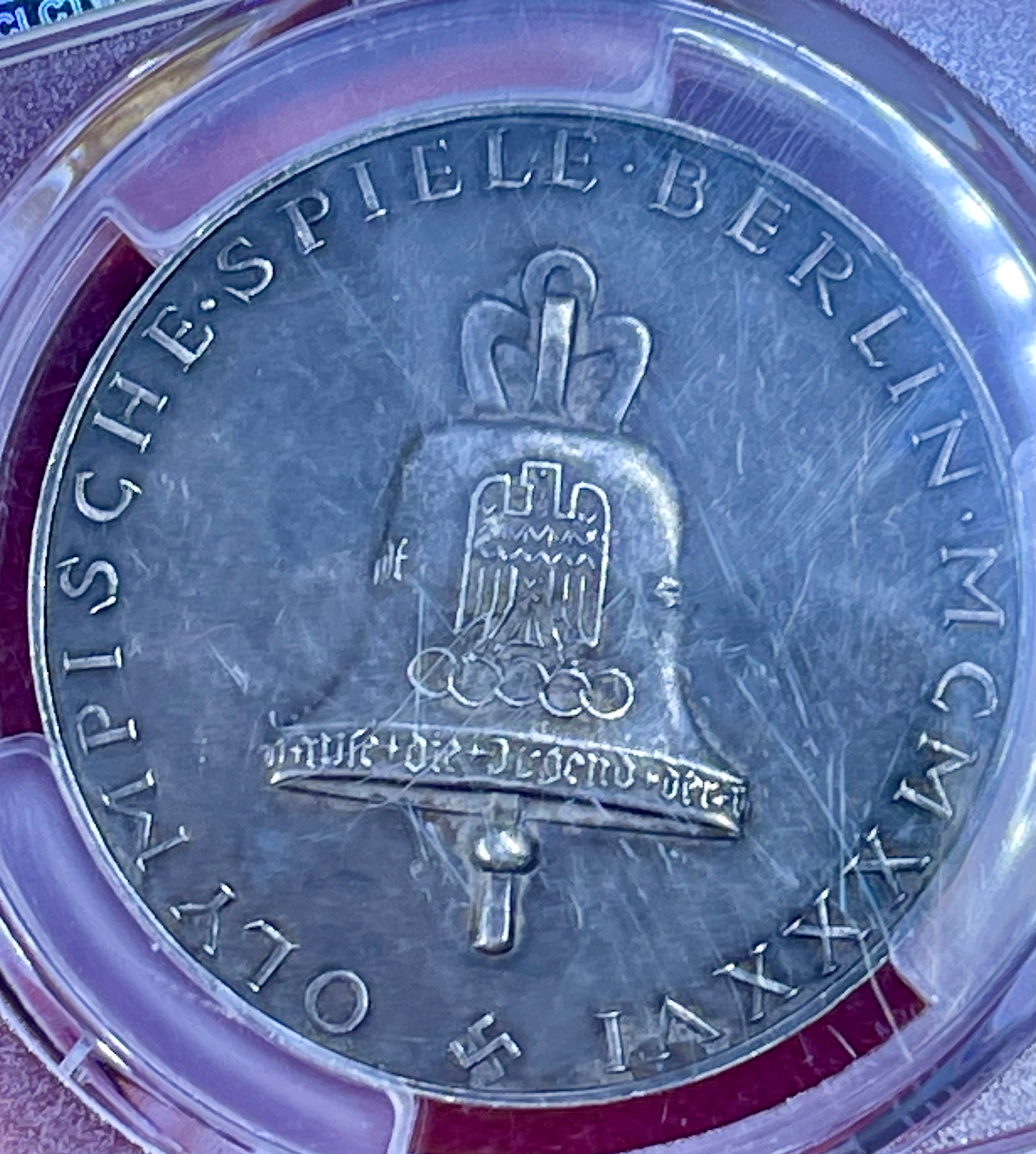 Germany 1936 Olympiad Medal PCGS SP62 Silver Coin