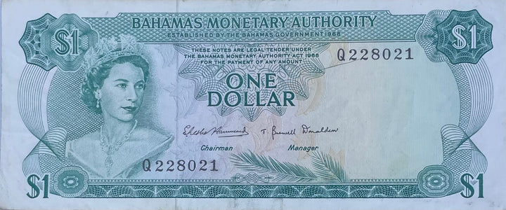 Bahamas 1968 1 Dollar P-27r, Used World Banknote
