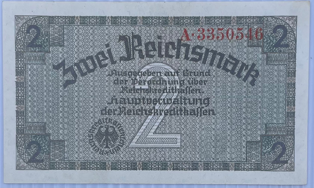 1940 Germany 2 Reichsmark P-R137B WW2 Occ. Territory UNC World Banknote