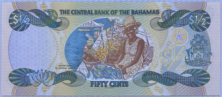 2001 Bahamas 1/2 Dollar Queen II P-68 UNC Banknote