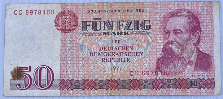 Germany DDR 1971 50 Mark P-30 Used World Banknote