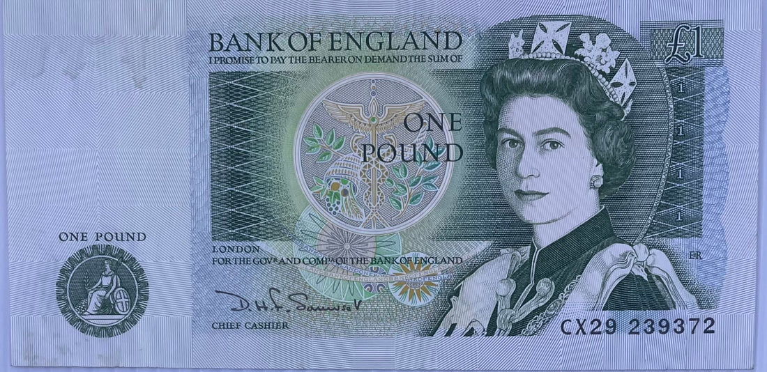 England 1982 1 Pound Banknote featuring Isaac Newton in uncirculated condition