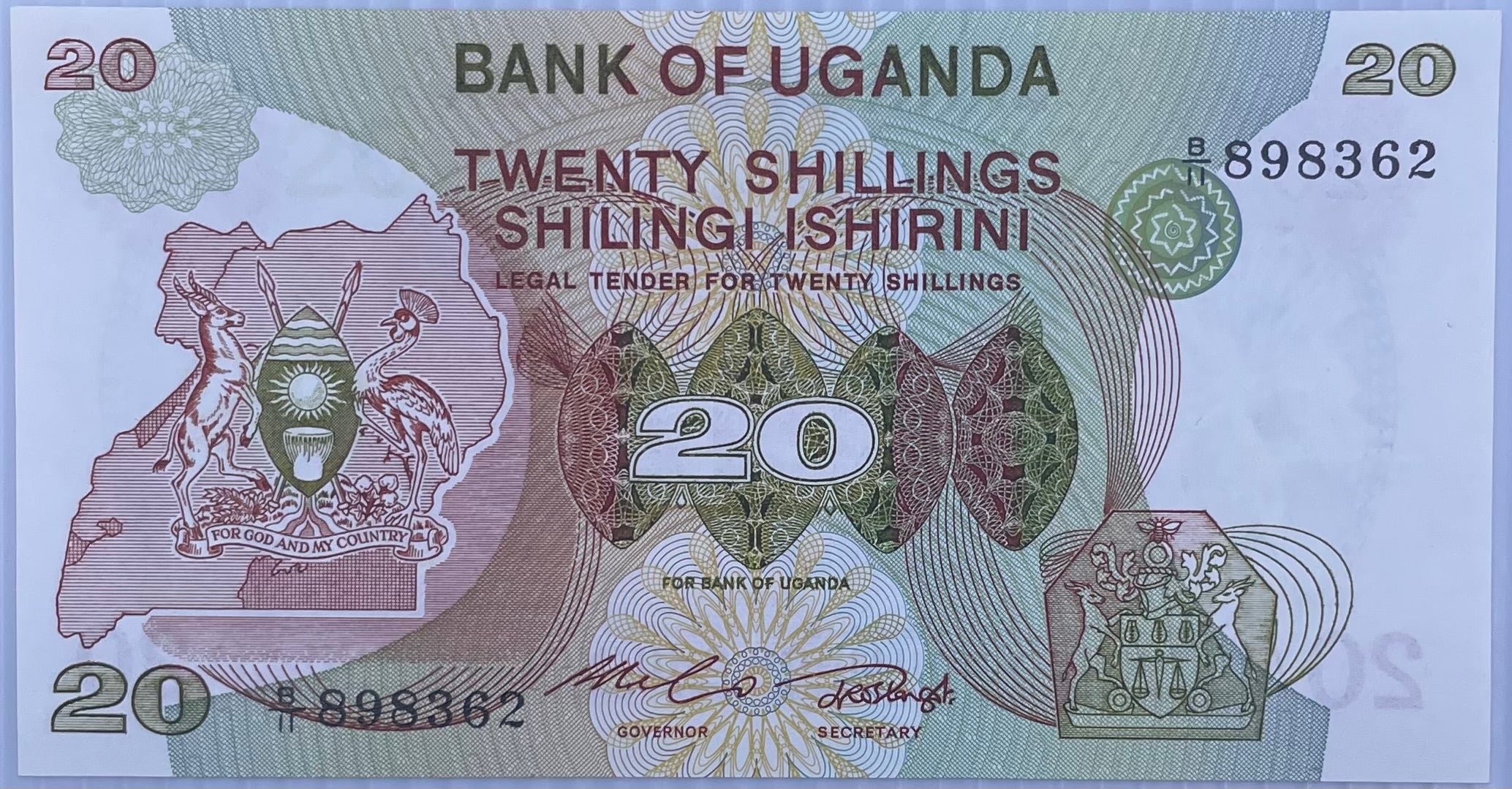 1982 Uganda 20 Shillings P-17a UNC World Banknote