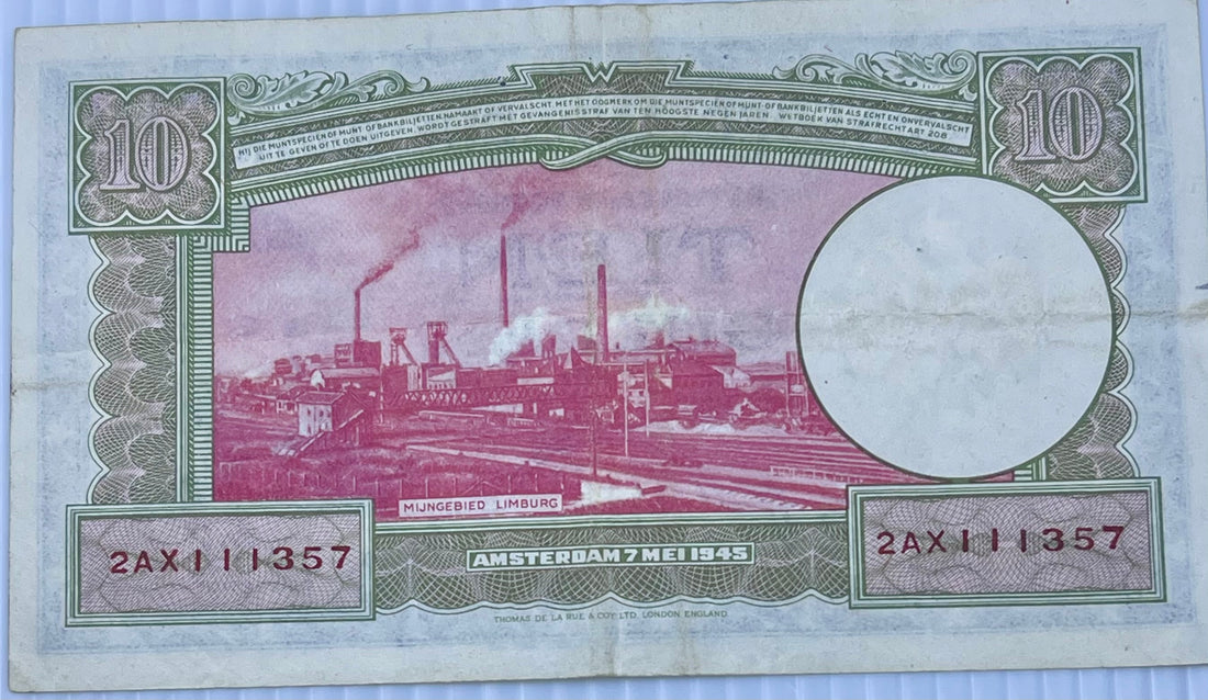 Netherlands 1945 10 Gulden P-75