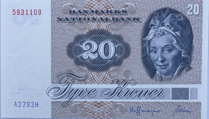 1979 Denmark 20 Kroner P-49 UNC World Banknote