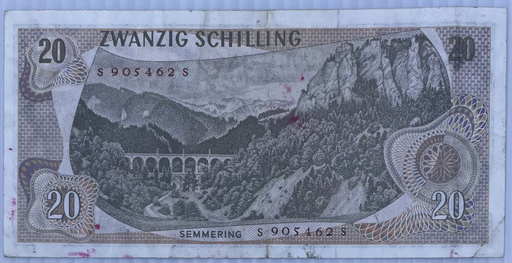 1963 Austria 20 Schillings Used World Banknote