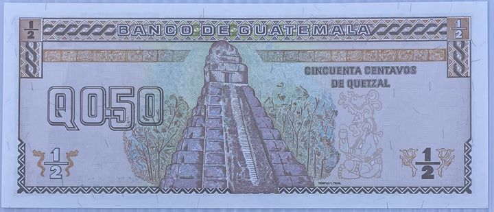 1998 Guatemala 1/2 Quetzal P-98 UNC World Banknote