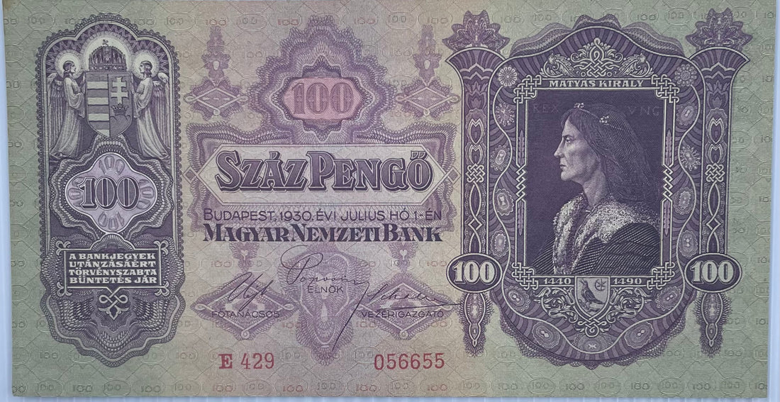 Hungary 1930 100 Pengo P-112 Used World Banknote Currency From Lot