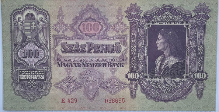Hungary 1930 100 Pengo P-112 Used World Banknote Currency From Lot