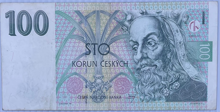CZECH REPUBLIC- 100 Korun -1997 P-18 Used World Banknote
