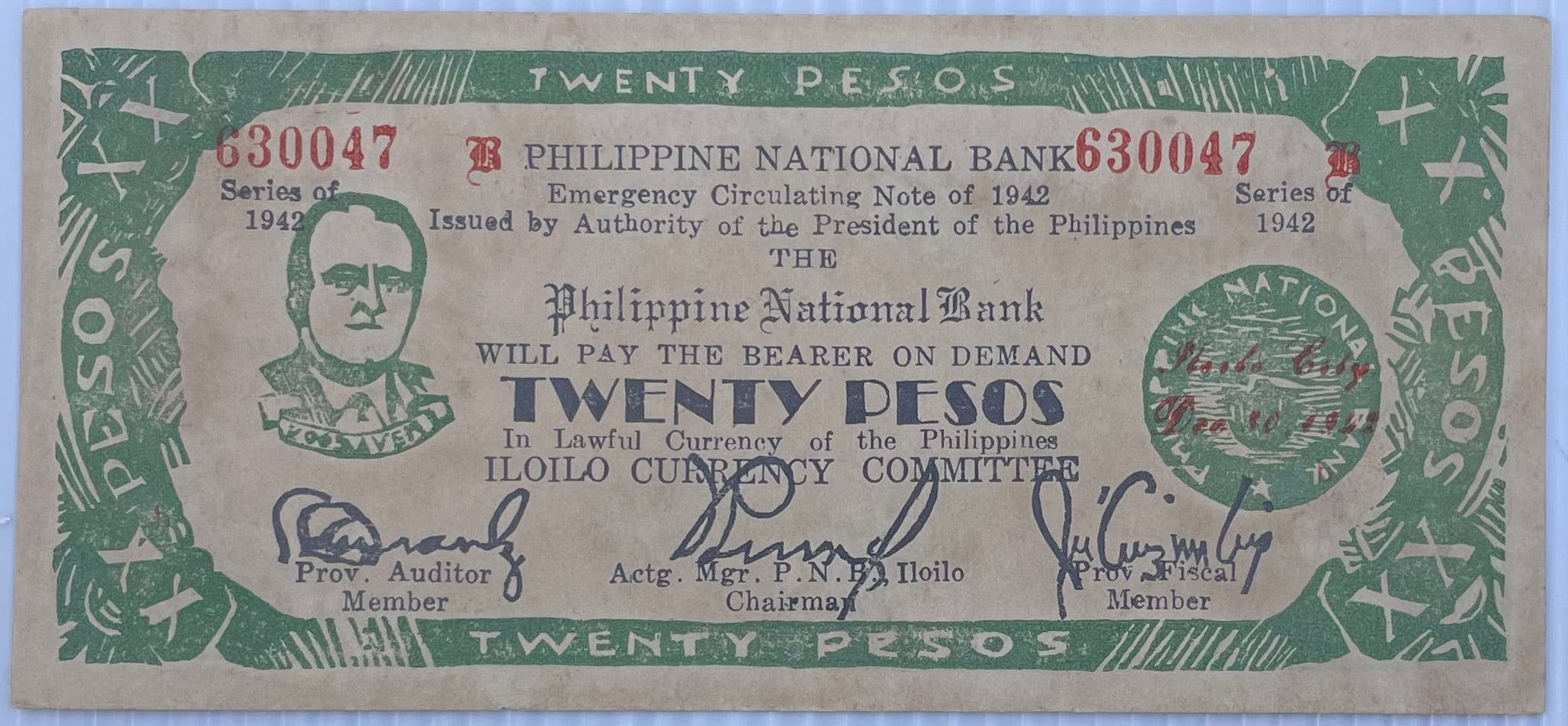 1942 Philippines 20 Pesos P-S315 World Banknote