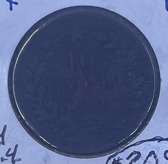 Italy 1866 H 10 Cents KM 11.4 World Coin