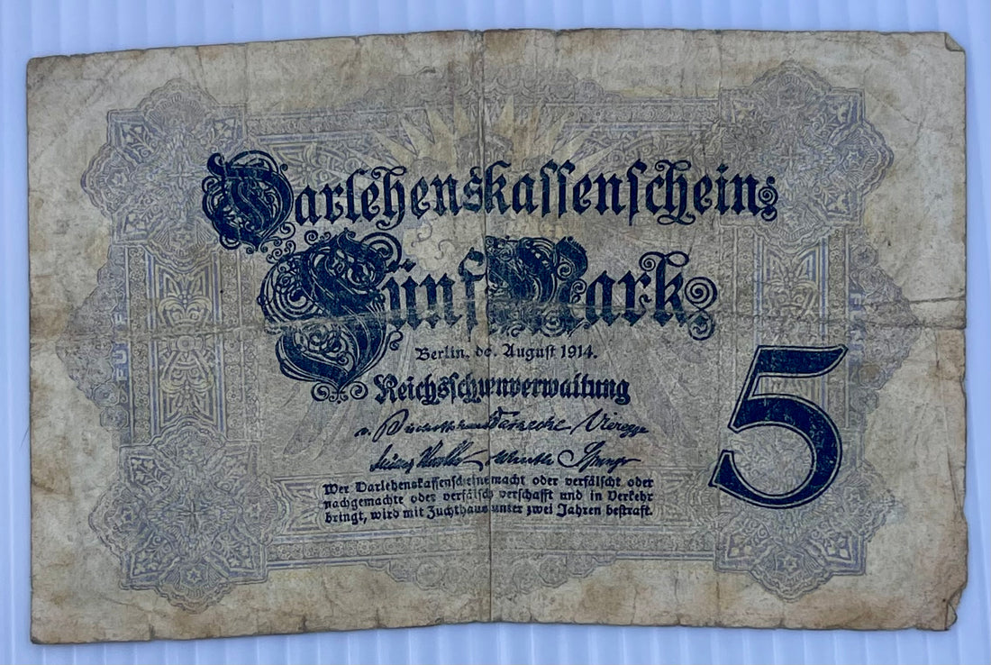 1914 Germany 5 Mark P-47 Used World Banknote
