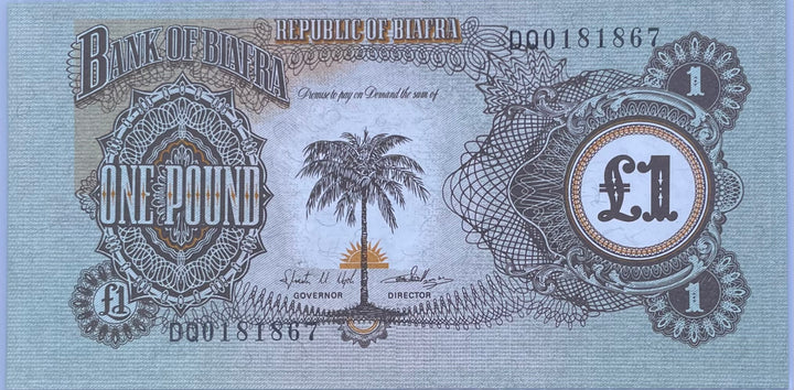 Biafra 1968-1969 1 Pound P-5a UNC World Banknote Currency