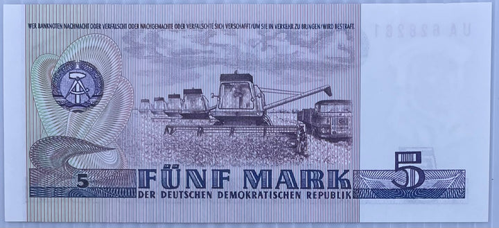 1975 Germany DDR 5 Mark P-27B UNC World Banknote