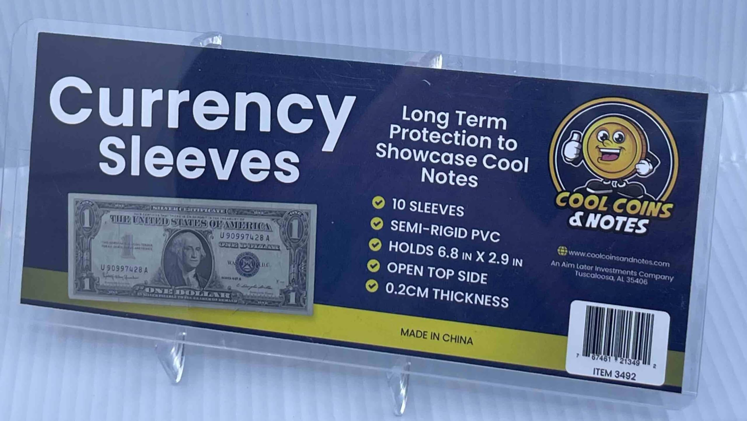 20 Pack Dollar Bill Sleeves - 6.8" x 2.9" Clear Currency Sleeves, Hard Plastic Waterproof Money Holders, Dollar Bill Display Case, Currency Protectors, Organizer for Collectors
