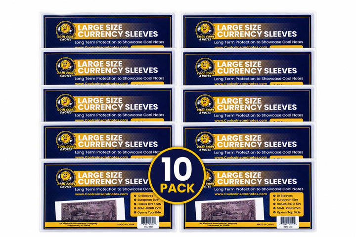 Banknote Holders Currency Sleeves Rigid Large Paper Money Topload Holders Notes Cool Coins & Notes (100)
