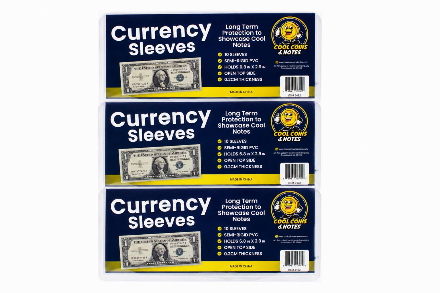 30 Pack Dollar Bill Sleeves - 6.8" x 2.9" Clear Currency Sleeves, Hard Plastic Waterproof Money Holders, Dollar Bill Display Case, Currency Protectors, Organizer for Collectors