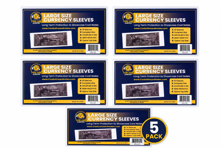 Large Rigid Currency Sleeves for Paper Money – Clear Banknote Holders for Bills, Notes & Collectible Currency (50 Pack)