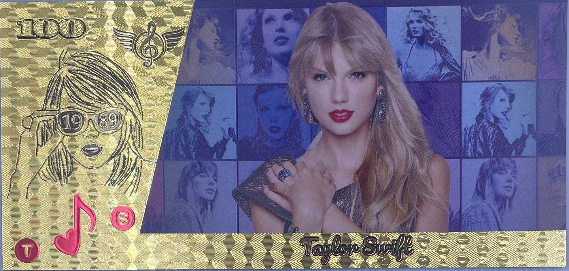 1989 Tour Taylor Swift 24k Gold Foil Collectible Banknote