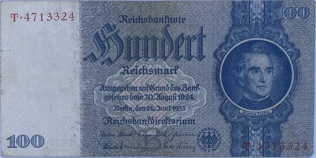 Germany 1935 P-183b 100 Marks, WW2 Used Banknote